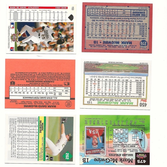 90 91 92 Mark McGwire Oakland As Donruss Topps Stadium Club Fleer Dennys Upper - Picture 4 of 4